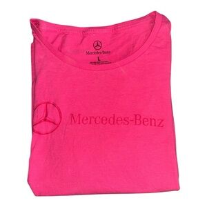 Mercedes Benz  Womens Long Sleeve T-Shirt Pink Spell Out Cotton Tee Large